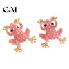 Unique Alloy Jewelry Frog for Women, Rhinestone Stud Earrings, Sparkly Cute Cool Personality Earrings Animal Brooch Pin, Vintage Boho Summer