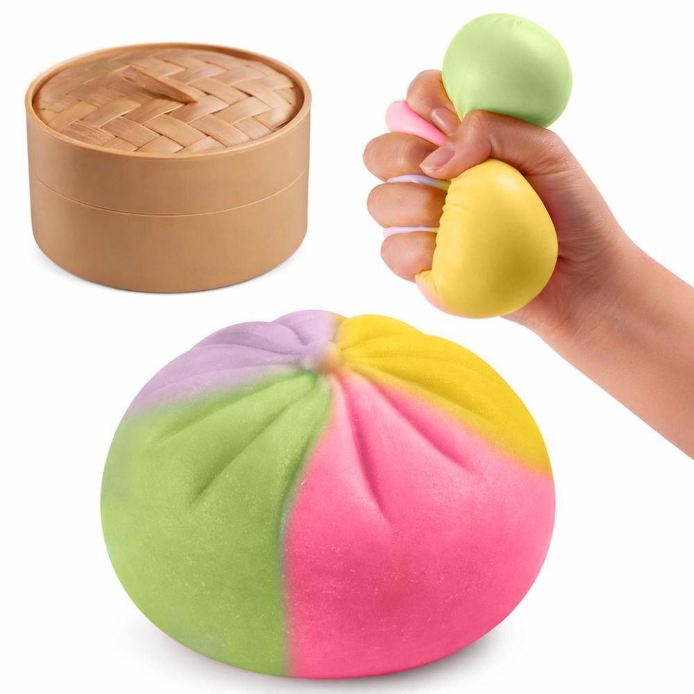 Kolorowe Tęczowe Pierożki Squishy Miękkie Powolna Sprężystość Bułka na Parze Squishy Ściskanie Le Z Parowarem Fidget