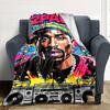 1pc 2PAC Boombox Themed Printed Soft and Comfortable Home Blanket, Small Throw Blanket, Nap Blanket, Suitable as a Gift l043