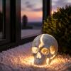 Gothic Theme Garden Statues Cracked Skull Solar Light, Halloween Glowing Outdoor Yard Decor, Spooky Waterproof Easy Installation Lawn Sculptures Lamp