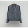 European Academy Style V-neck Logo Jacquard Cardigan - Spring Collection