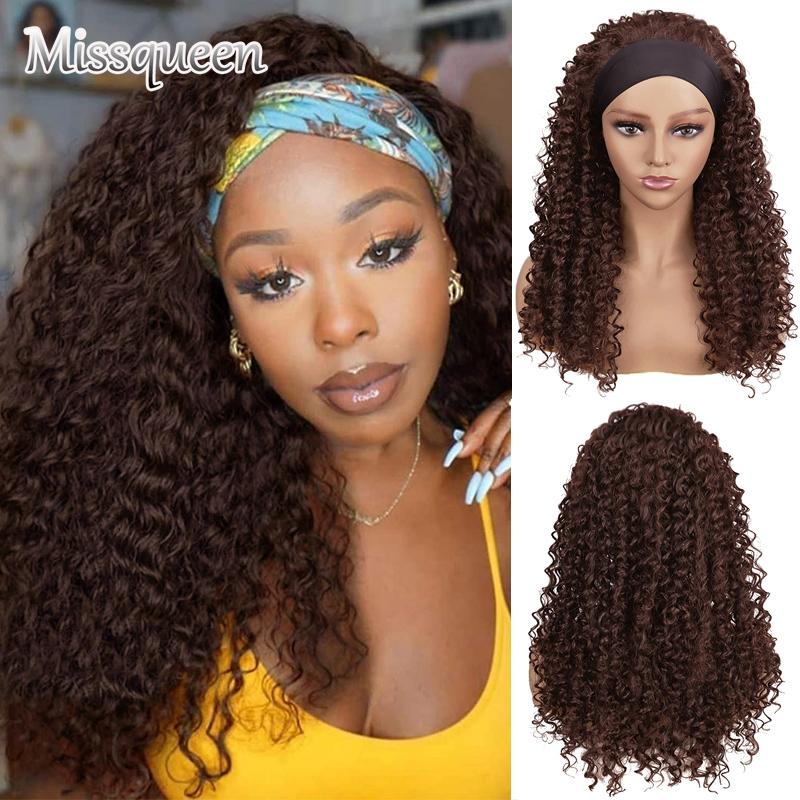 Buy MISSQUEEN Long Kinky Curly Headband Wigs For Afro Black Women 18