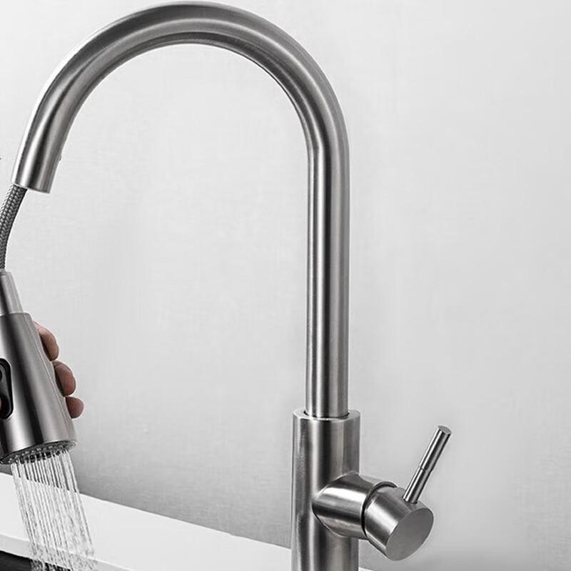 TLXT Black Wall-Mounted Pull-Out Kitchen Faucet