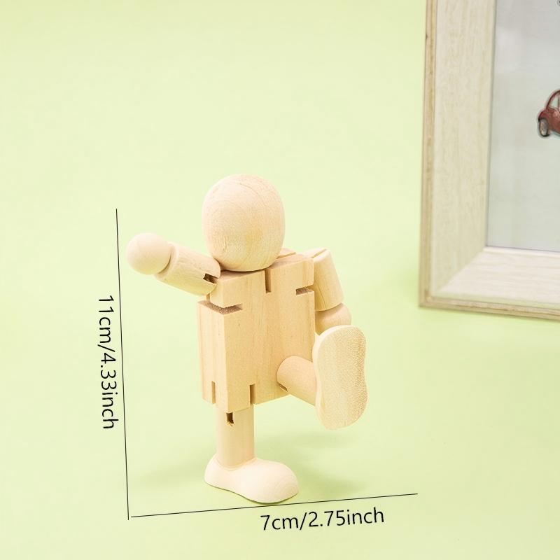 6-Piece Set of Natural Wooden Articulated Figures Unfinished – DIY Wooden Puppet Kit for Painting Crafts and Home Decor Includes 12 Paints  2