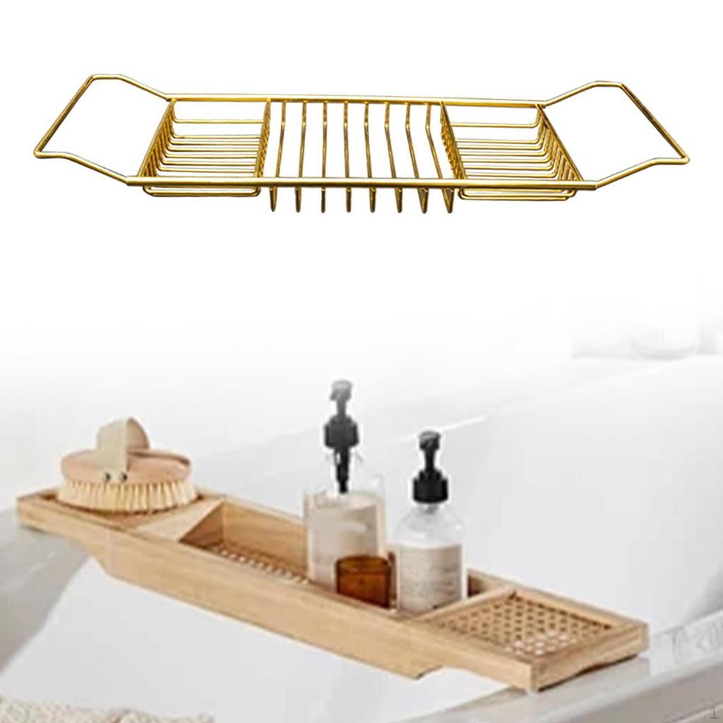 Adjustable Bath Shelf for Bathtub, Organizer Phone, Towel, And Book