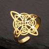 Dawapara Witch Knot Ring for Women Stainless Steel Adjustable Finger Rings Celtics Quaternary Witchcraft Good Luck Amulet