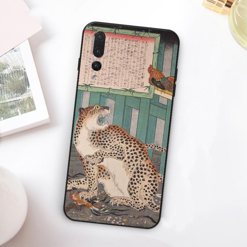 Japanese Ukiyo-e Art Panther Tiger For Huawei Nova Y73 Y72 Y90 Y70 Y60 Y91 Y61 12s 12i 11i 8i 9 10 SE P60 P30 Pro P40 Lite Case