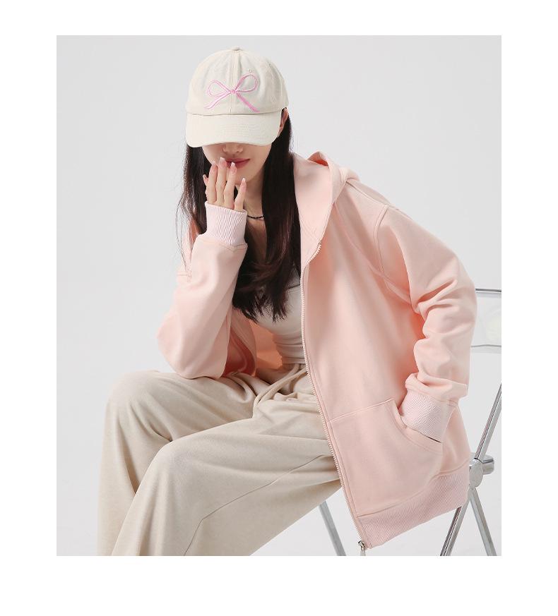 Korean-Style High-End Women's Drop Shoulder Hoodie Sweatshirt - Autumn 2024 Loose Casual Long-Sleeved Cardigan Jacket