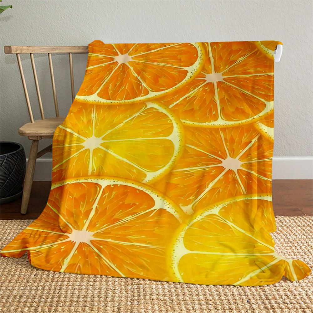 1PC Orange slicesOutdoor Flannel Blanket - Soft Plush Decor for Picnics, Camping, Bedroom, Playroom, Office, or Lunch Break 1339A