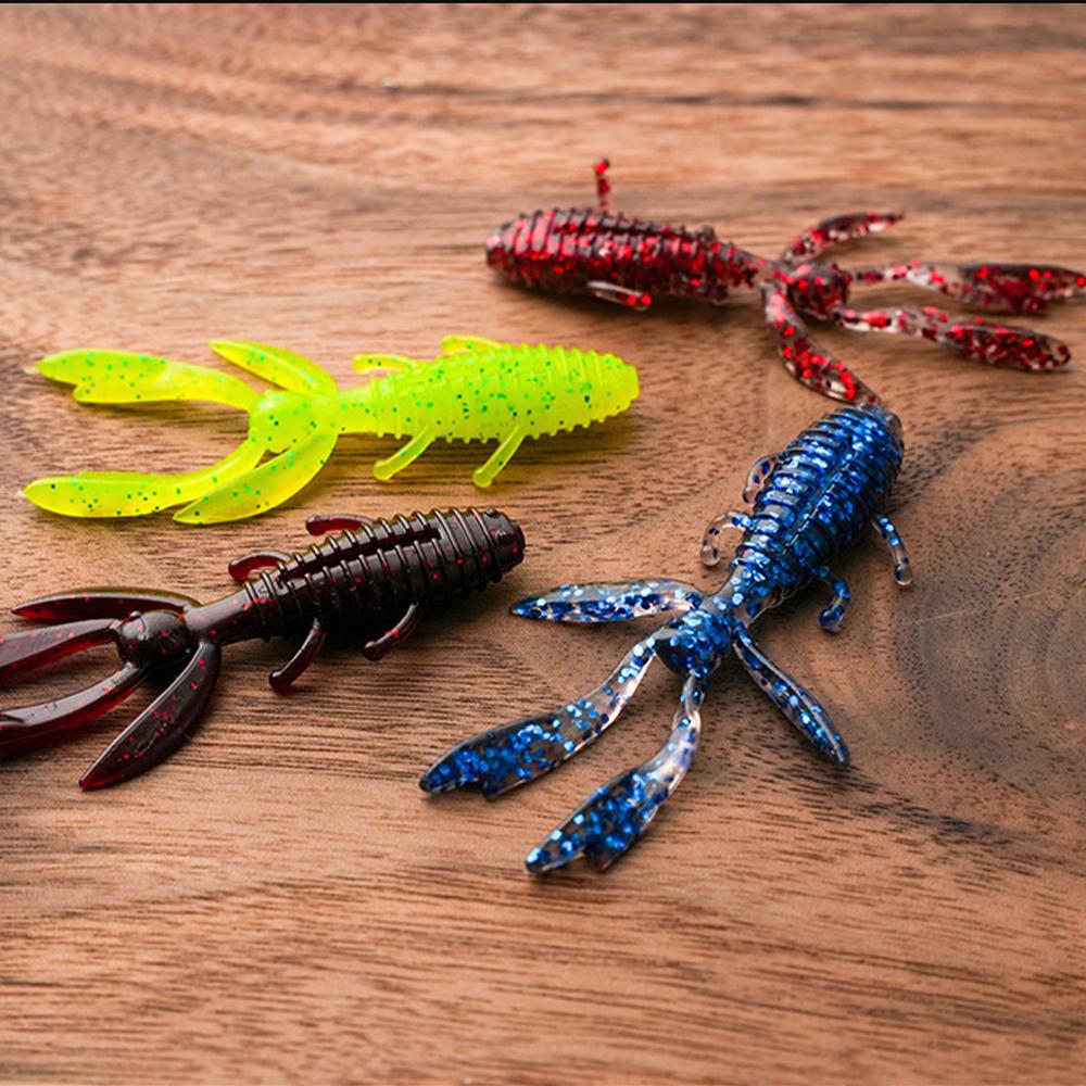 10PCS Leurre Écrevisse Flottant 6-7.2cm/1.7-2.5g - Appât Souple TPE Action de Ramper pour Pêche au Bar/Brochet Conception Fente Hameçon Anti-Herbe