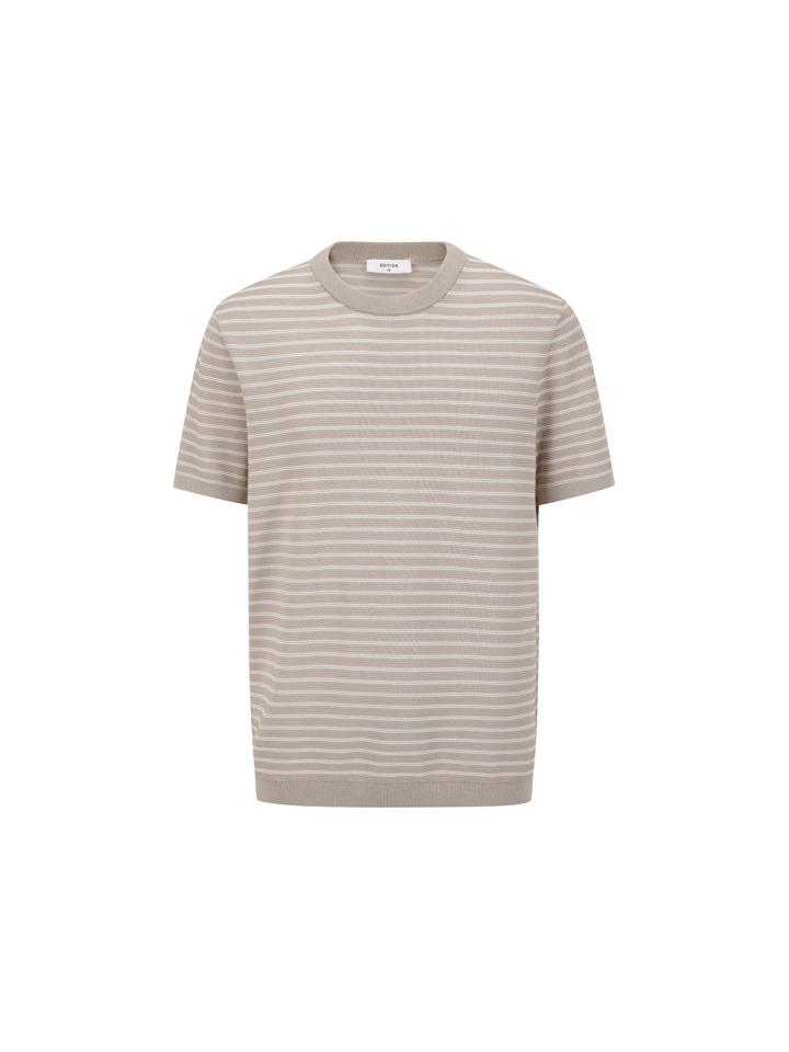 Edition Men S) Striped Round Short Sleeve T-Shirt_Beige Be (Beige)/95