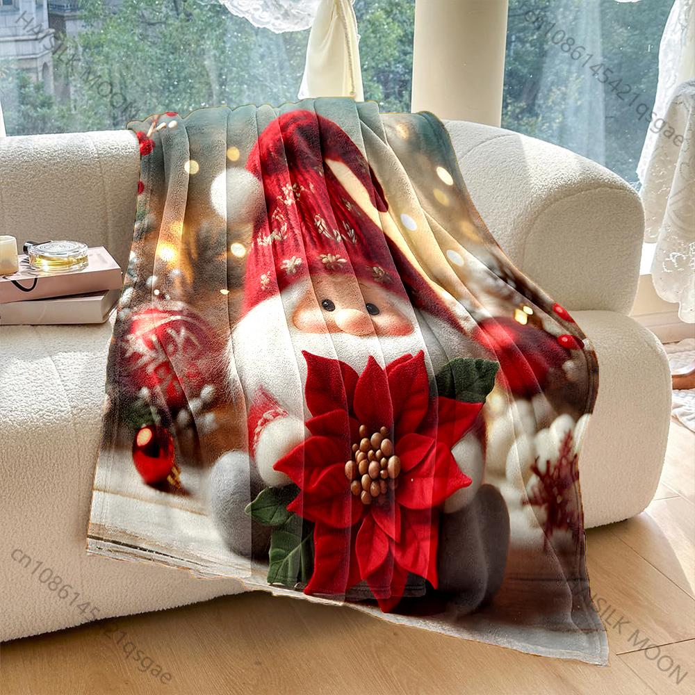

Festive Christmas Floral and Ornaments Pattern Blanket Flannel Material Soft Warm for All Seasons Home Outdoor Camping Picnics 75x90cm