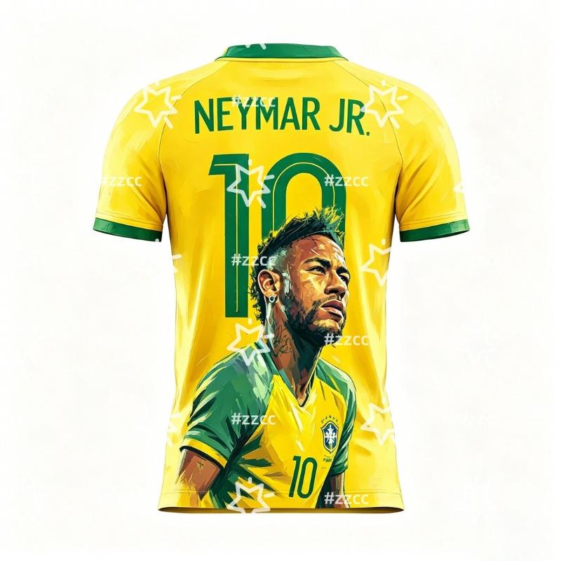 Camiseta de Fútbol de la Selección de Brasil de Neymar Kit de Partido y Entrenamiento Ropa Deportiva de Verano Camiseta para Hombre Ropa Infantil Camiseta