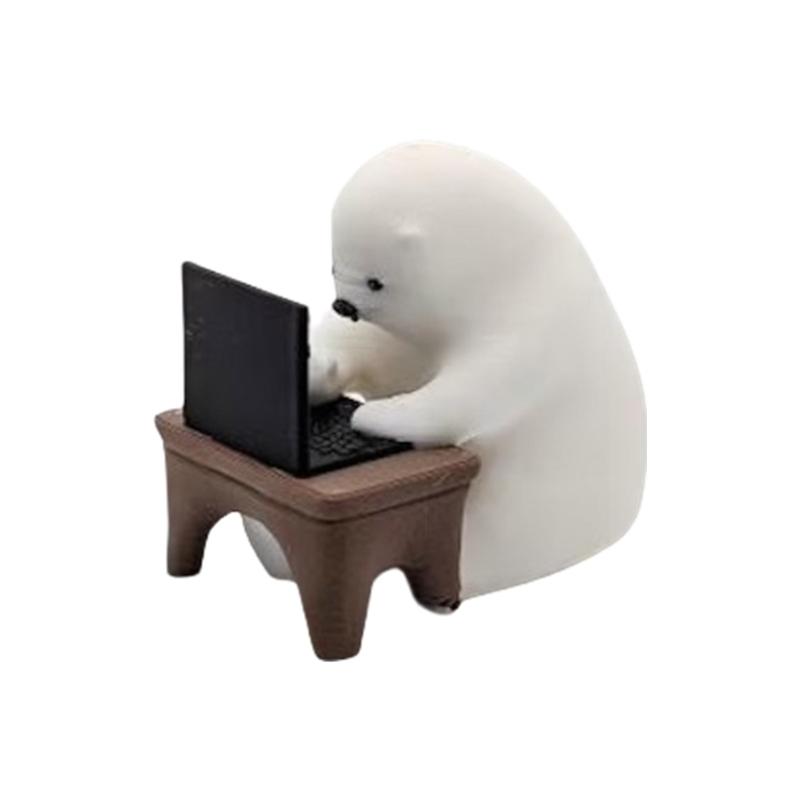 

Миниатюрная статуэтка медведя-кодера с изображением ноутбука, украшение для книжной полки, стола и офиса 1