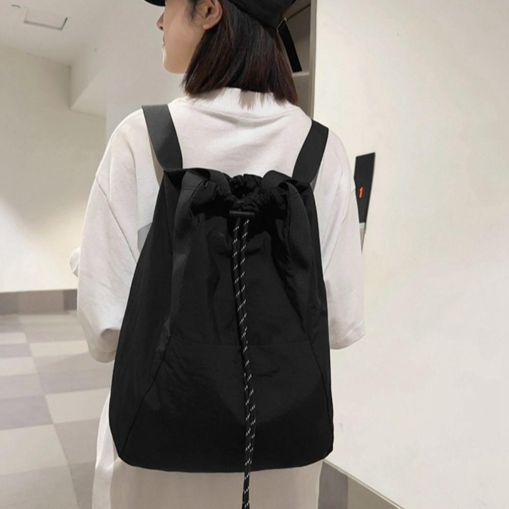 Large Capacity Drawstring Shoulder Bag with Handle Sports Knapsack Nylon Backpack  School