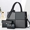 Pu Spliced Color Block Mother Daughter Bag With Zipper Closure For Daily Use