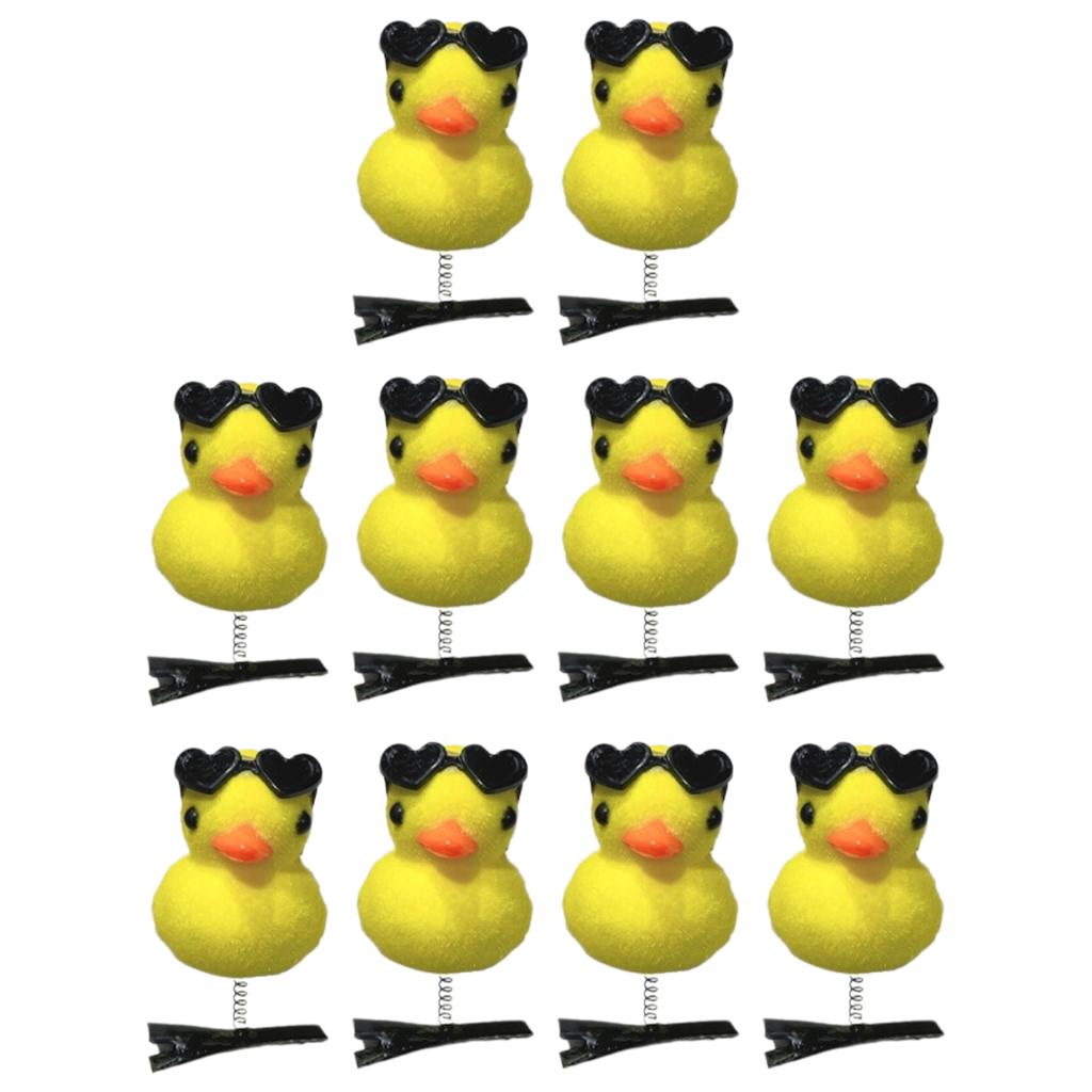 Set of 10 Little Yellow Duck Hairpin 3D Headset Clip Cute Hairpins Fashionable DIY Duckbill Clip for Headwear Enthusiast