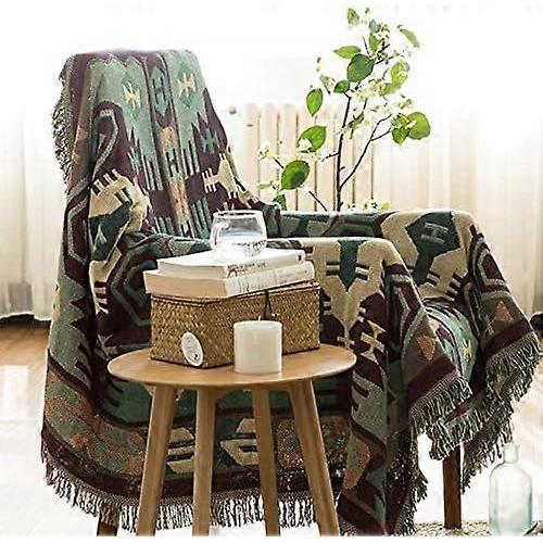 Decorative Cotton Woven Throw Blanket Sofa Towel Cotton Warm Slipcover 130 X 180cm (Bohemian Style)