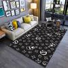 Cartoon Pumpkin and XO Pattern Black Carpet for Living Room Decor Suitable for Use As an Anti-slip for Living Room Bedroom Sofas