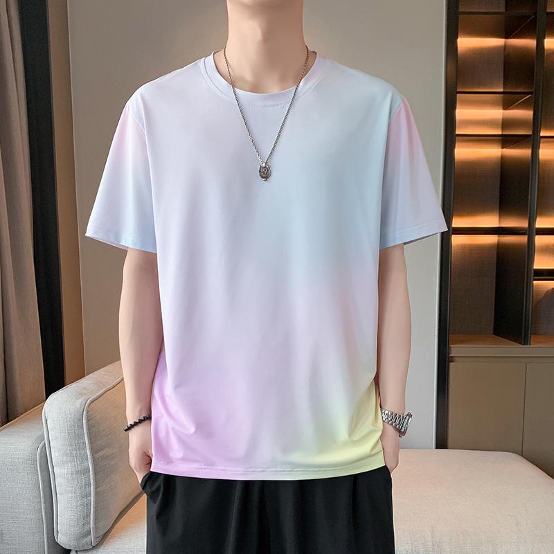 Ice Silk Short-sleeved T-shirt Men s Short-sleeved Ice Silk T-shirt Stretch Sports Short-sleeved Men s Casual Sports T-shirt 2XL