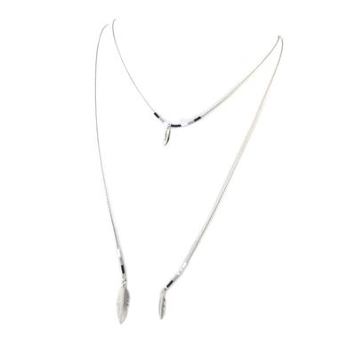 [N8168] - Colar sautoir preto cinza-prateado 'Navajos'