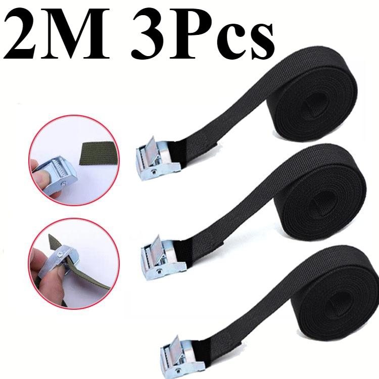 1/3pc 2M Buckle Tie-Down Belt Cargo Straps for Car Motorcycle Bike with Metal Buckle Tow Rope Strong Ratchet Belt Luggage Bag