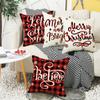 Autumn and Winter Red and Black Checkered Letter Pillow Cover Digitally Printed Pillow Pillow Cover Home Cushion Cover