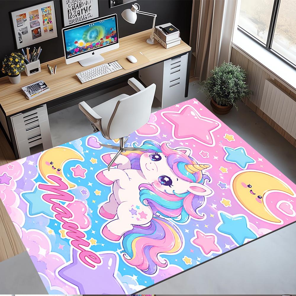Custom Name Unicorn Printed Carpet,Rug for Office Chair Living Room Bedroom Kitchen Room Decor Gifts.