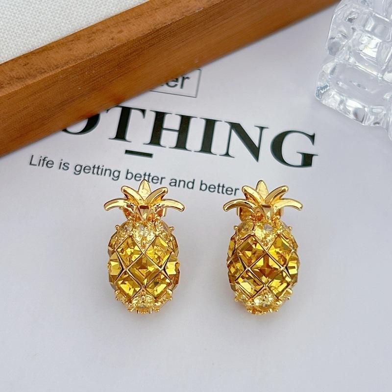 Pineapple Shape Heavy Industry Full Diamond Necklace Light Luxury Fashion Trend Temperament Collarbone Chain Unique Creative Earrings Women 2026