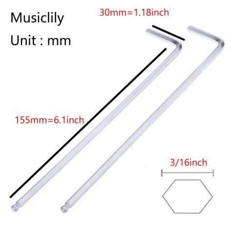 Musiclily Basic 3/16" Truss Rod Adjuster with Hex Wrench and Ball End for Fender Mexico Guitars and Basses (Set of 2)