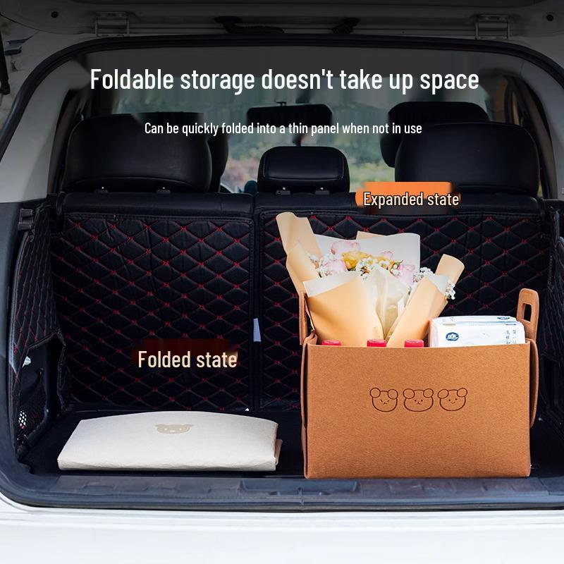 Large Capacity Folding Car Storage Box - Cute Cartoon Design