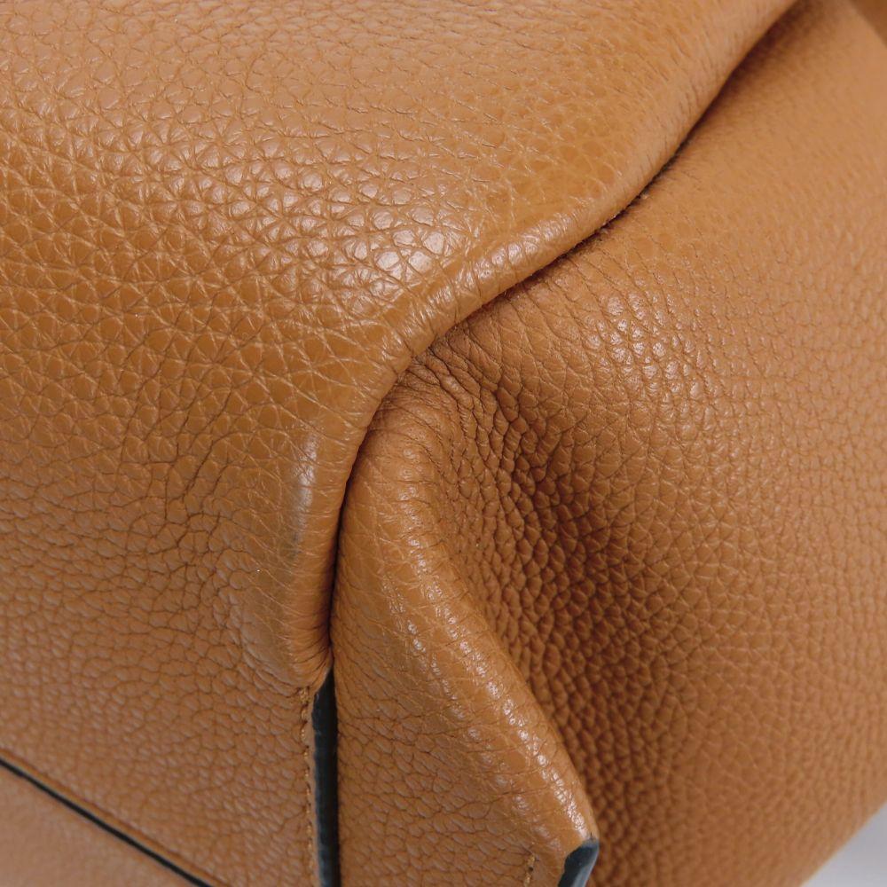 Used LOEWE Tote Bag Flamenco Knots Leather Camel Brown Anagram