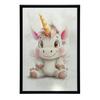 Poster Cute Unicorn In Pastel Colors Poster Cute Unicorn In Pastel Colors, 50X70 Cm, Gold Aluminum Frame, 230 Gs Matte Paper
