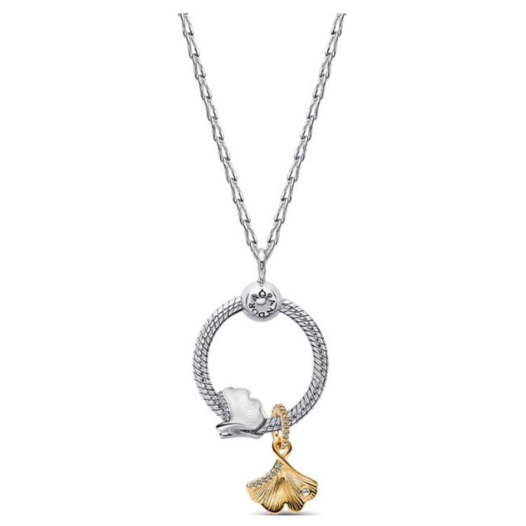 Pandora Ginkgo Dancing Pendant 925 Silver Necklace Women necklace ZT3053 Box