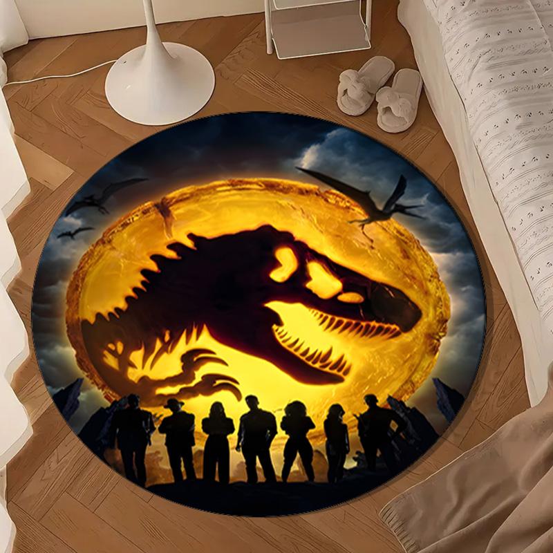 Dinosaur Moonlit Adventure Round Rug for Livingroom,Bedroom, Palyroom, Chair Rug, Area rug, Circle Carpet, Large Size Fan Christmas gift
