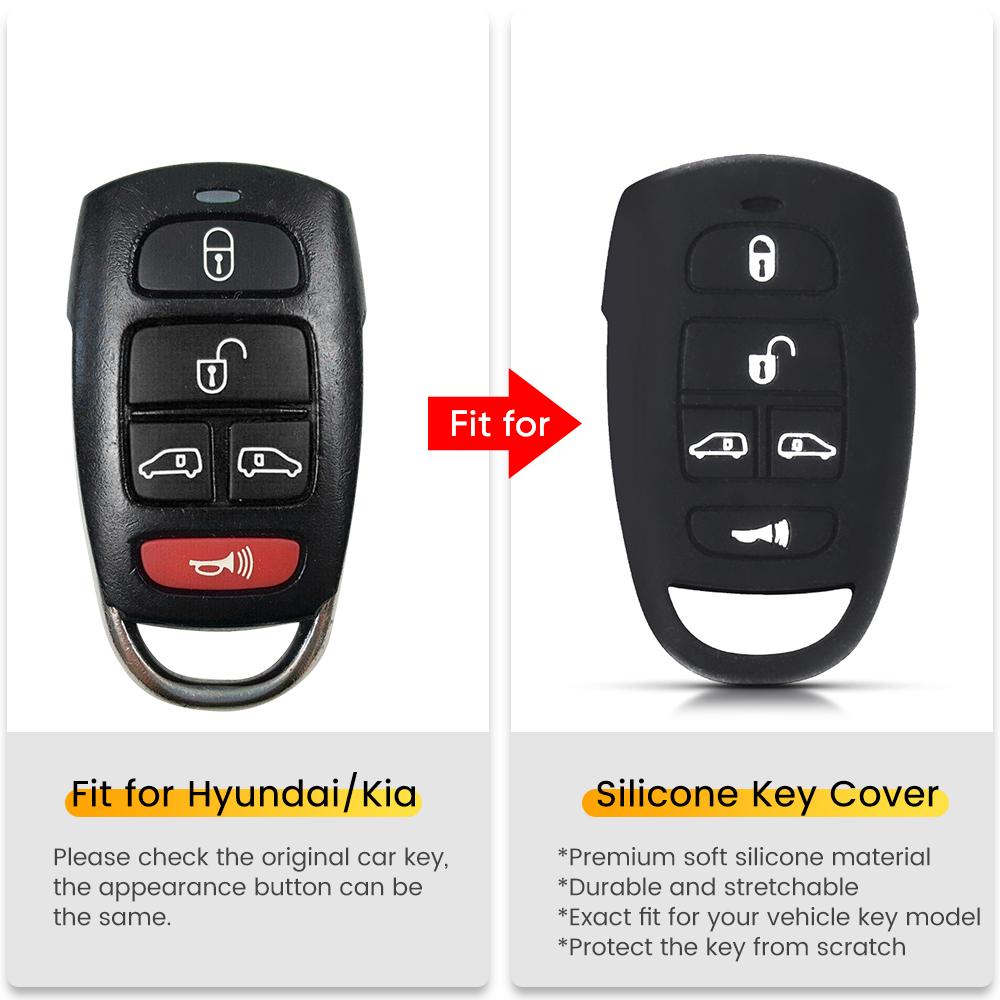 KEYYOU Silicone For Hyundai Entourage Kia Sedona Remote 5 Buttons Key Cover Case Fob 2006 2007 2008 2009 2010 2011 2012 2014