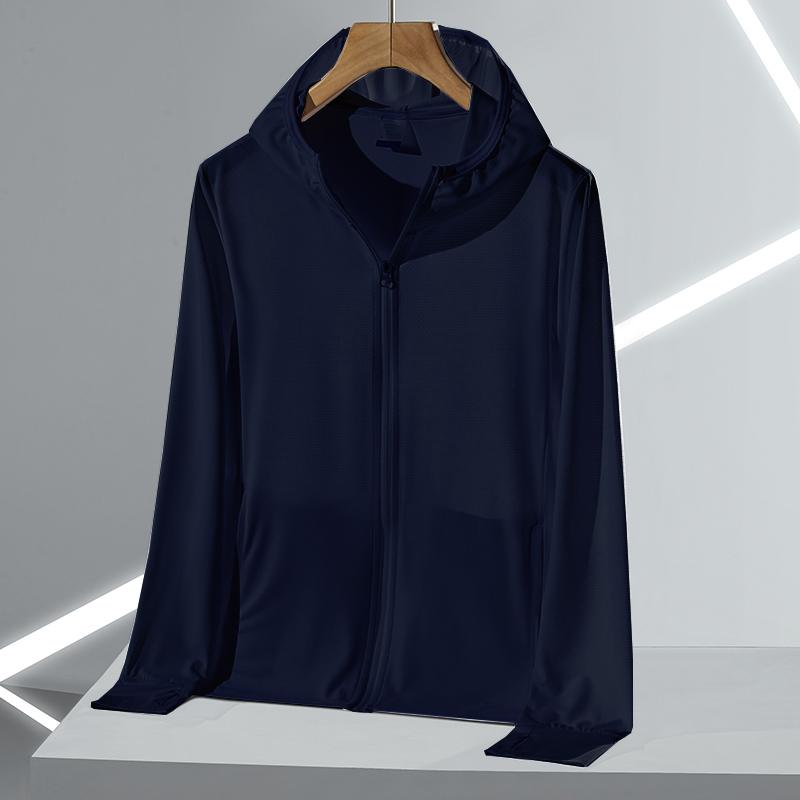Men Hooded Sun Protection Jacket Full Zip Lightweight Breathable Casual Outdoor Coat