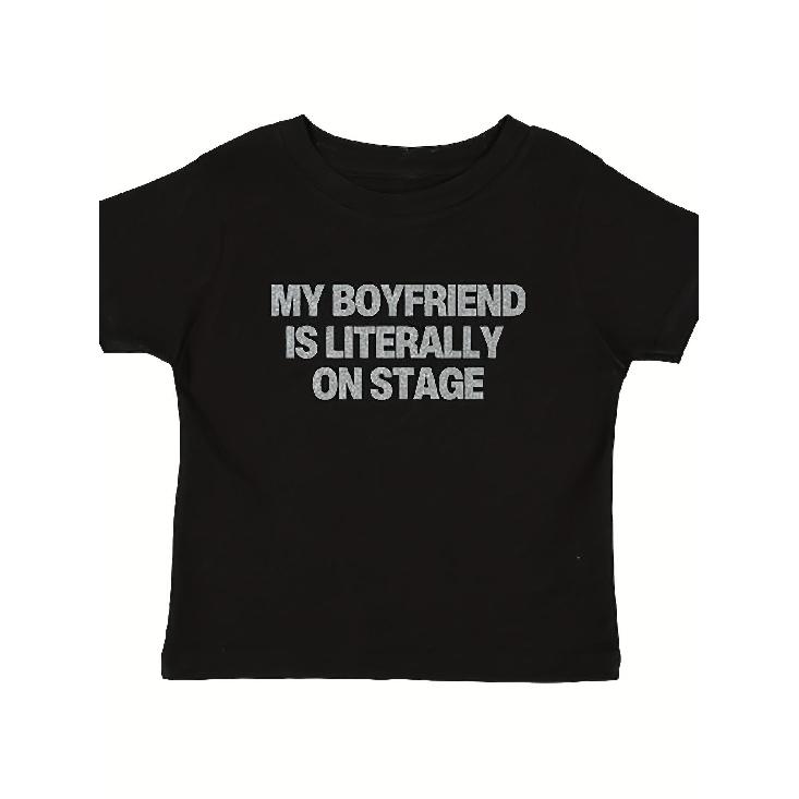Myfriend Is Literally On Stage T Shirt Rockstars Girlfriend S To 3Xl Mens Black Circular Crewneck