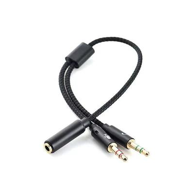 Cabo de Áudio para Microfone Masculino 3,5 mm Fêmea 1 Fêmea para 2 Machos Cabo AUX Divisor Y Cabo Conversor de Cabo