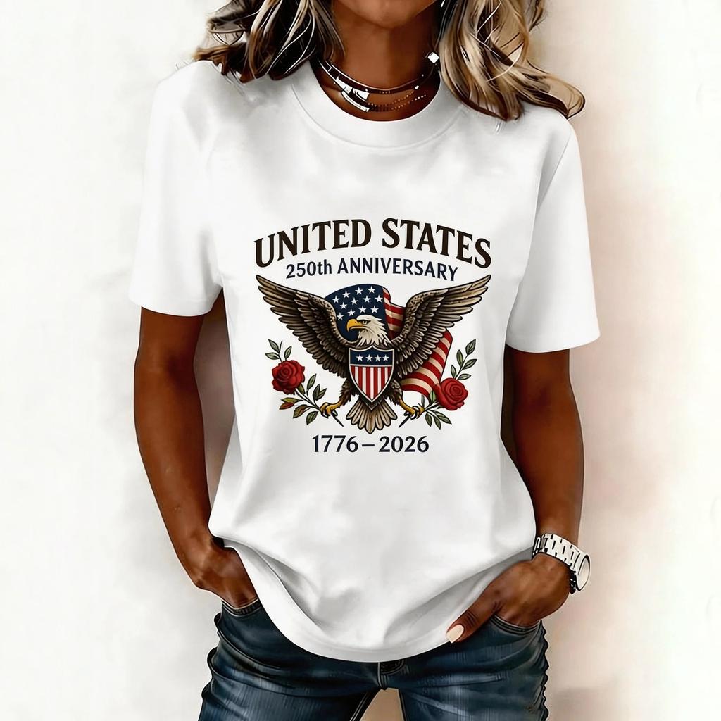 Women's Casual And Fashionable Short-sleeved Printed T-shirt Top