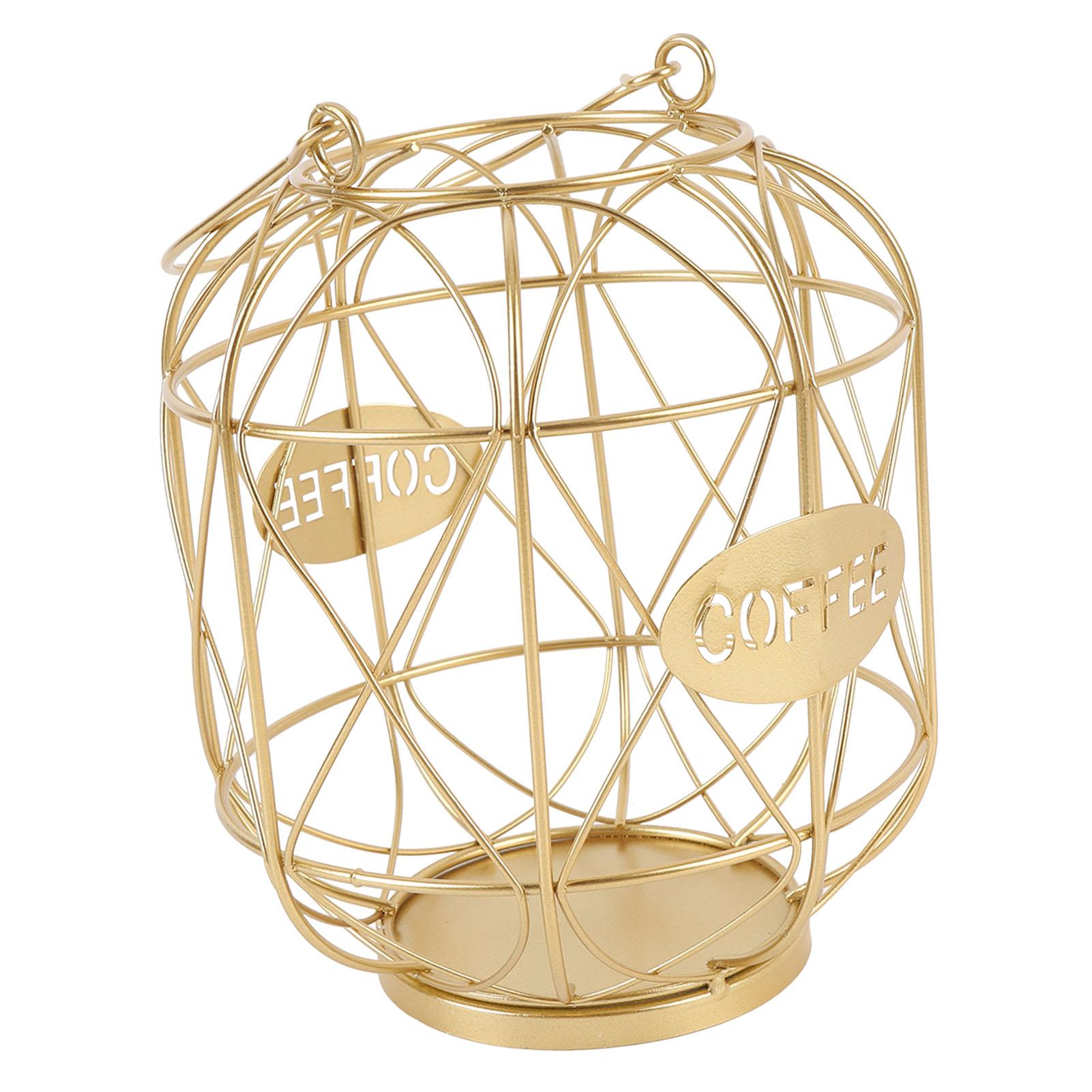 Coffee Pod Holder   for Kitchen Countertop Coffee Capsule Storage Basket Coffee Bar Accessories Weighted Base Iron Cage Type