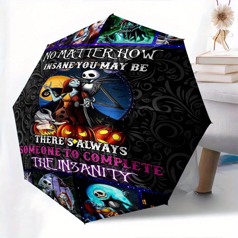 

Jack & Sally Cartoon Umbrella, Portable 3-Fold Compact Umbrella, Suitable for Camping, Hiking and Travel, Ideal Easter Birthday Gift for Fam