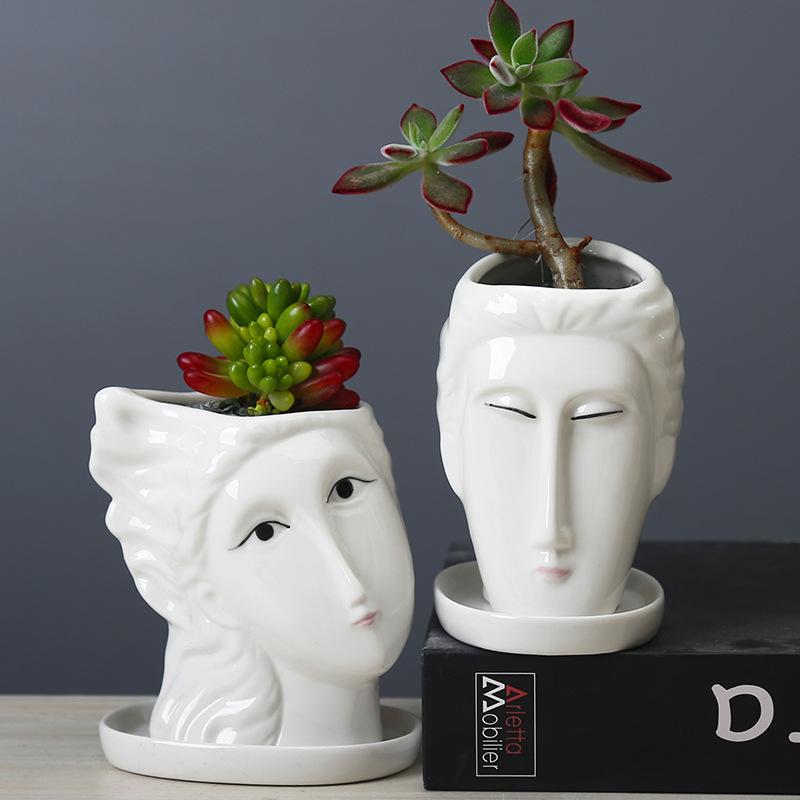 New Gardening Ceramic Flower Pot Simple Creative Desktop Succulent Flower Ornament