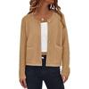 Women's Fashion French Elegant Short Knitted Coat with Pockets Round Neck Long Sleeve Buttoned Solid Soft Comfortable