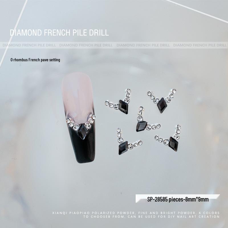 

Ромб Французский маникюр V-образный Бриллиантовый нейл-арт Металлические украшения, 5 шт.