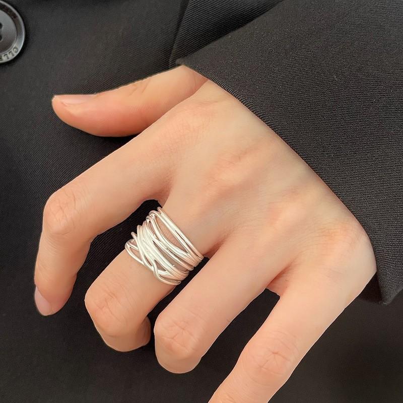 Adjustable Multi-layer Intersecting Lines Ring for Women - Fashionable Hip Hop & Cool Style