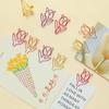 10PC Tulip Paper Clips Kawaii Notebook Planner Bookmarks Korean Stationery Tickets Photo Clips Office Supplies Bookmark Folder