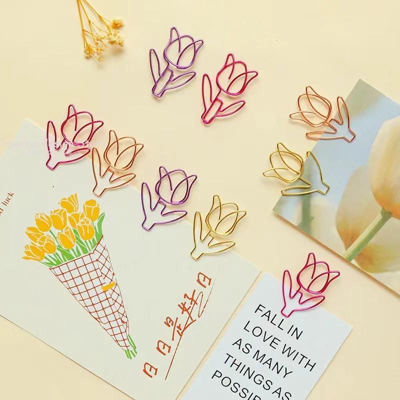10 ks Sponky na papír tulipán Kawaii Zápisník Plánovač Záložky Korejské papírnictví Vstupenky Sponky na fotografie Kancelářské potřeby Záložka Složka