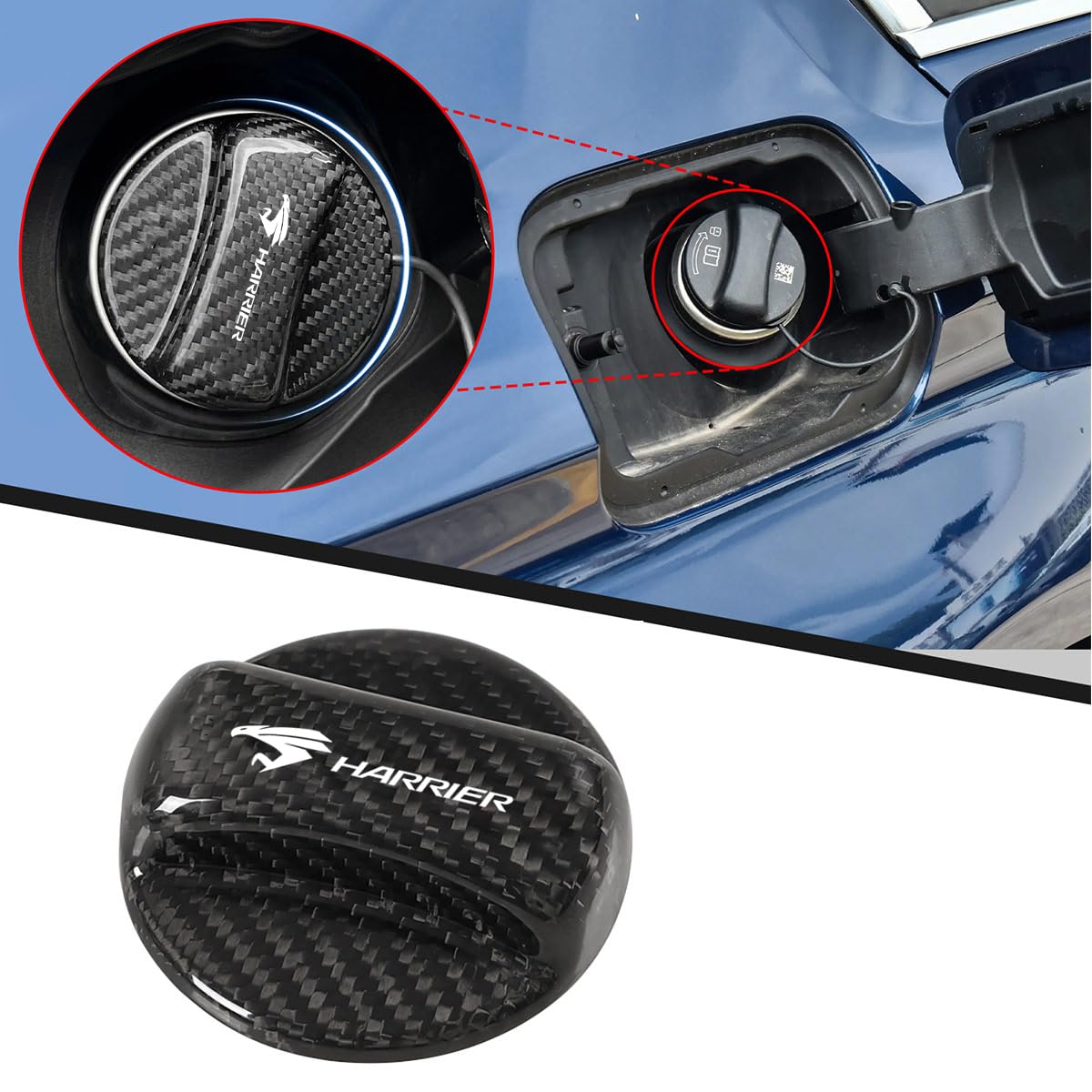 

[For Harrier] Carbon fiber fuel filler cap with HARRIER logo for Harrier 60 series and 80 series (1 piece) (for Harrier)