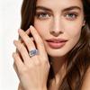 Finger Ring Zinc Alloy Plum Blossom Design Polished Finish Women Ring with Cubic Zirconia Inlaid Jewelry Gift